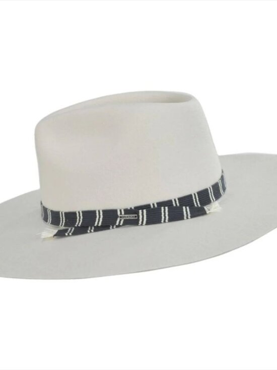 Brixton Leigh Wool Felt Wide Brim Fedora Hat - Dove